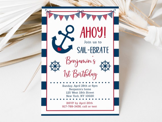 Anchor Birthday Invitations