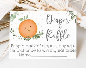Little Cutie Diaper Raffle Cards, Little Cutie Baby Shower, Clementine Baby Shower Greenery Gender Neutral Printable Instant Download A535