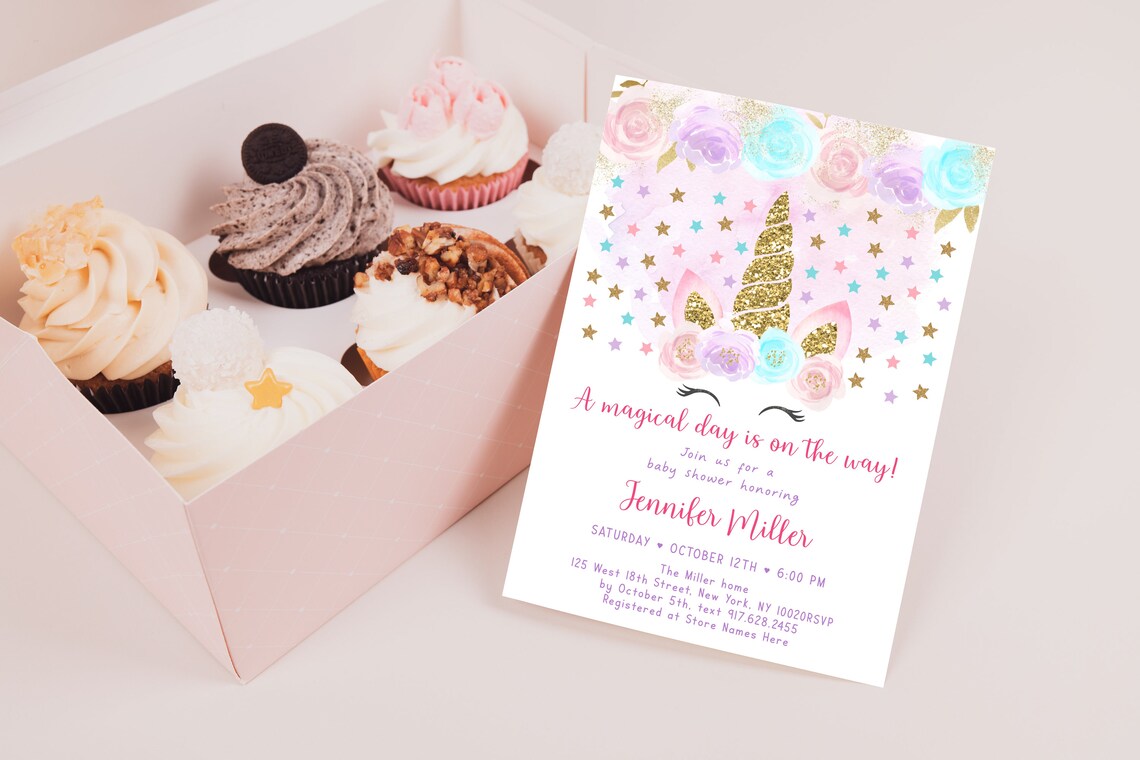 Editable Unicorn Baby Shower Invitation Unicorn Baby Shower Etsy