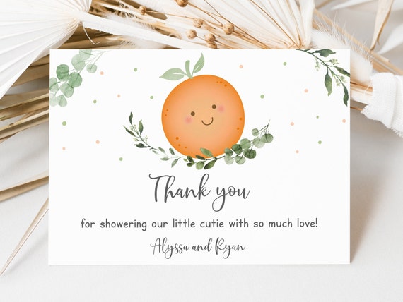 Editable Little Cutie Thank You Card, Little Cutie on the Way