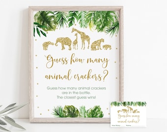Gold Safari Ratespiel, Safari Babyparty, Dschungeltierdusche, Goldglitter, Ratespiel, druckbare Sofortdownload A475