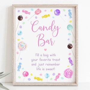 Candy Bar Party Sign Sweet Shop Birthday Candy Birthday Lollipop Sweet Shop Party Candies Girls Candy Party Digital Download A659