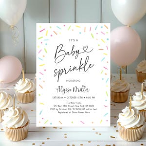 Editable Baby Sprinkle Invitation Gender Neutral Coed Baby Sprinkle Confetti Watercolor Sprinkles Digital Download A642