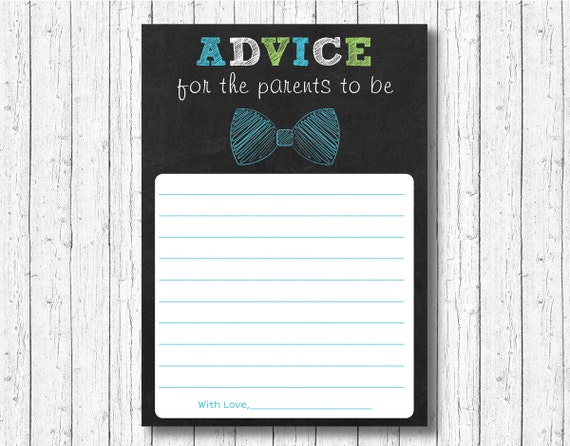 Bow Tie Chalkboard Mommy Advice Cards / Words of Wisdom / Little Man Baby Shower / Printable INSTANT DOWNLOAD A202 Il_570xn
