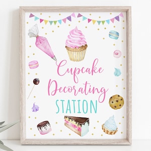Cupcake Dekorieren Schild Backparty Schild Backen Geburtstag Mädchen Backparty Kochparty Kekse Kuchen Torte Rosa Digital Download A624