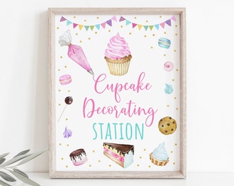 Cupcake Decorating Sign Baking Party Sign Baking Birthday Girls Baking Party Cooking Party Cookies Cake Pink Gold Digital Download A624