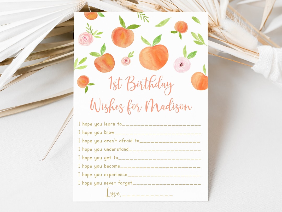 Editable Peach First Birthday Wishes Sweet as A Peach Party Watercolor ...