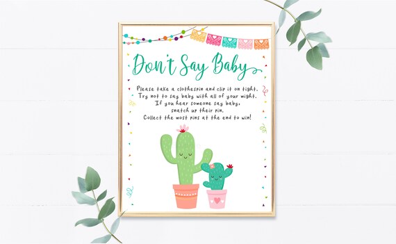 Fiesta Don't Say Baby Game Fiesta Baby Shower Cactus Succulent Coed Baby Shower Printable Digital Instant Download A504 Il_570xn