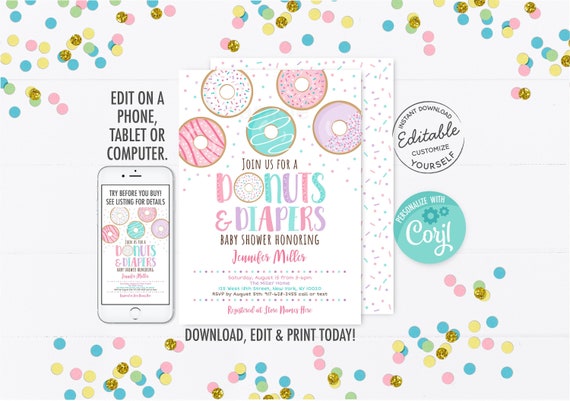 diapers and donuts invitation
