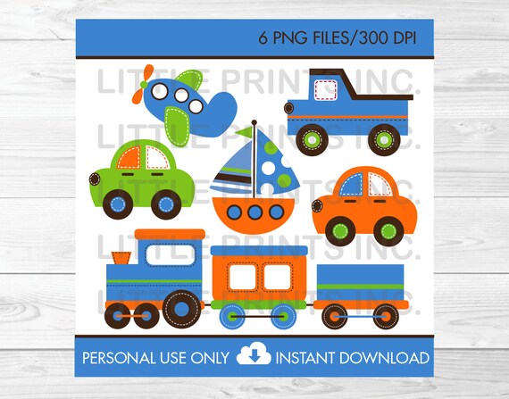 Transportation Baby Shower Clipart / Car Clipart / Truck Clipart / Airplane Clipart / Boy Baby Shower / PERSONAL USE Instant Download A363 Il_570xn