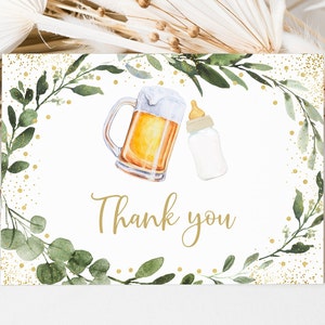 Baby Is Brewing サンキューカード Baby Is Brewing ベビーシャワービール ベビーシャワー 緑 ジェンダーニュートラル デジタル印刷可能 即時ダウンロード A526