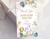 Editable Safari Birthday Thank You Tags, Favor Tags, Pink Safari, Wild One Safari Birthday, Zoo Safari Animals, Girl Safari, Printable A517 Il_170x135