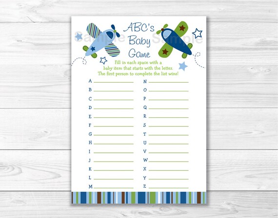 Airplane Baby ABC Game / Airplane Baby Shower / Cute Airplane Shower Game / Baby Shower Game / Baby Boy Shower / INSTANT DOWNLOAD A415 Il_570xn