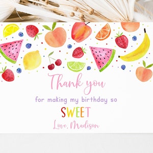 Editable Two-tti Frutti Cumpleaños Gracias Tarjeta Fruta Segundo Cumpleaños Fruta Tropical Verano Chica Fruta Fiesta Imprimible Descarga Digital A671