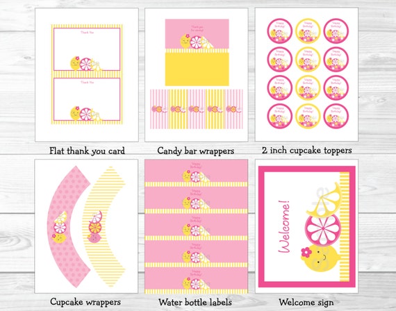 Pink Lemonade Birthday Party Package / Pink Lemonade Birthday Decorations / Lemonade Birthday Party / Pink & Yellow / INSTANT DOWNLOAD A330 Il_570xn