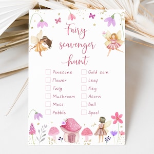 Editable Fairy Scavenger Hunt Game Fairy First Birthday Fairy Garden Birthday Fairy Party Enchanted Forest Wildflowers Digital Download A682