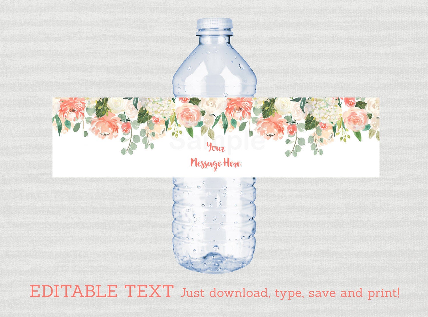 Floral Water Bottle Labels / Floral Bridal Shower / Watercolor