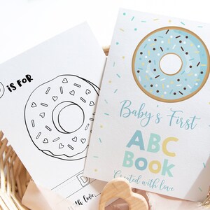 Donut ABC Book Baby Shower Jogo Alfabeto Livro de Colorir Primeiro ABC Livro Baby Shower Coloring Pages Digital Instant Download A501