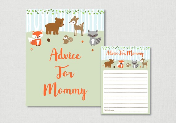 Woodland Animal Baby Shower Advice Cards / Woodland Baby Shower / Baby Woodland Animal / Forest Animal / Printable INSTANT DOWNLOAD A469 Il_570xn