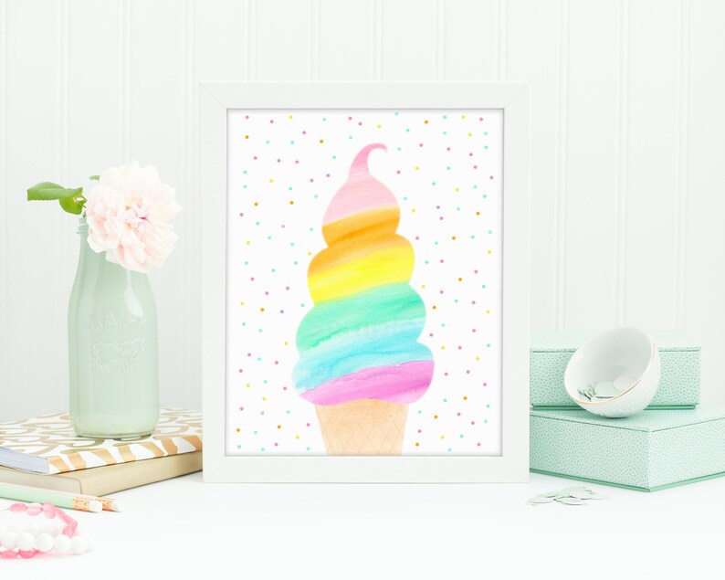 Cute Ice Cream Wall Art Ice Cream Nursery Art Girls Wall Etsy UK