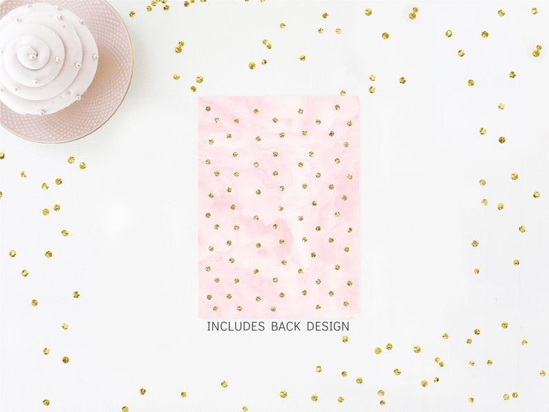 Editable Pink and Gold First Birthday Invitation, Confetti 1st Birthday Invite, Pink Gold Glitter Dots, Girl First Birthday, Download A559 image 4