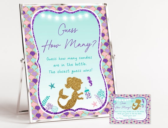 Mermaid Guess How Many Game Mermaid Baby Shower Under The Sea Baby Shower Teal Purple Gold Girl Baby Shower Printable Instant Download A462 Il_570xn
