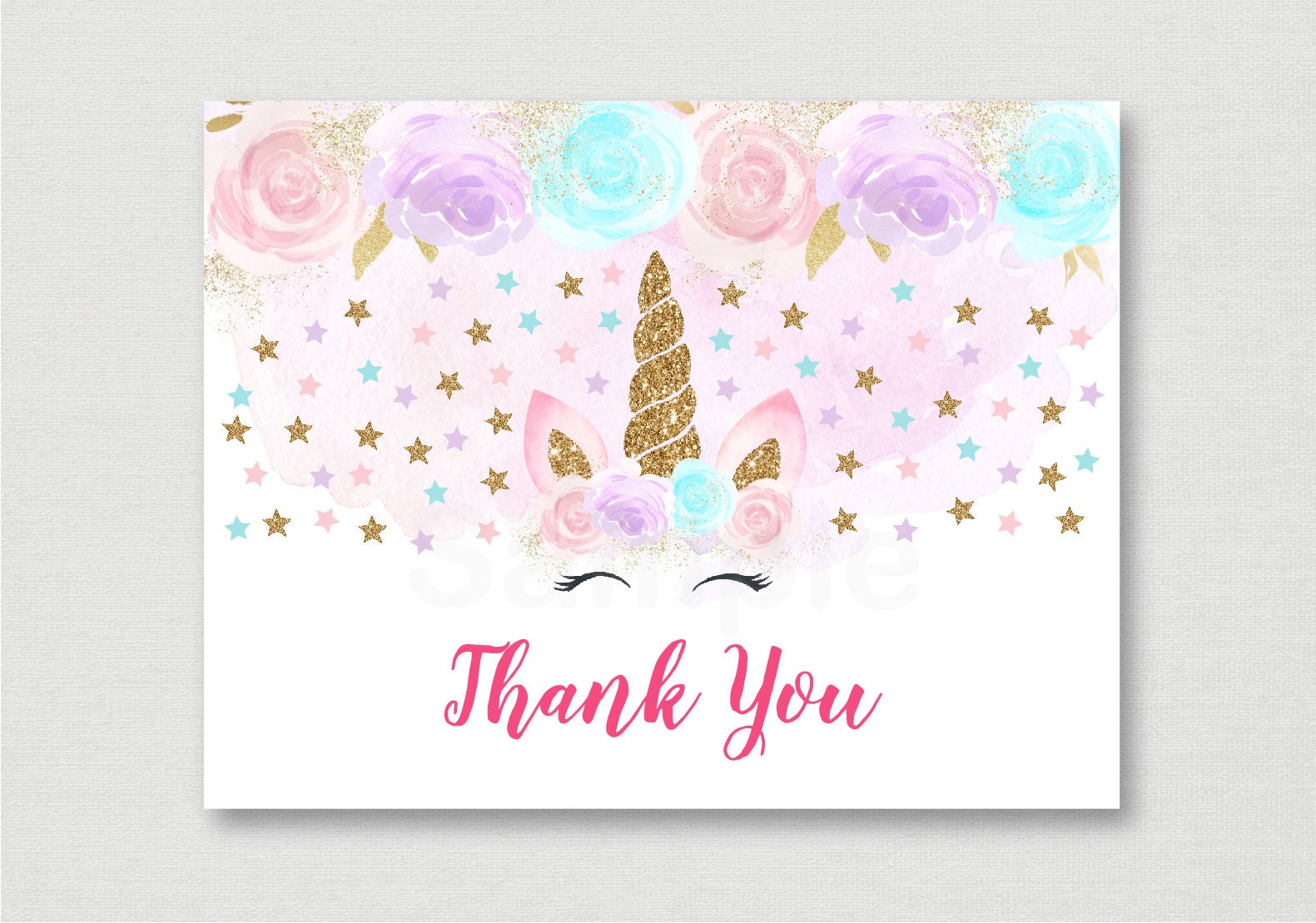 unicorn baby shower thank you card unicorn baby shower