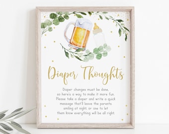 Baby Is Brewing Diaper Thoughts Sign Beer Baby Shower Greenery Gender Neutral Coed Baby Shower Digital Printable Instant Download A526