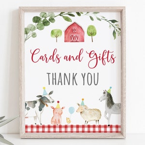 Farm Birthday Cards & Gifts Sign Boy Farm Animals Barnyard Birthday Greenery Farm Decor Printable Digital Instant Download A511