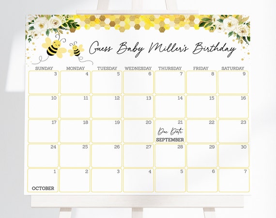Guess baby's 2025 birthday calendar