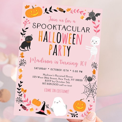 Halloween Birthday Party Invitation Editable Halloween Party Etsy