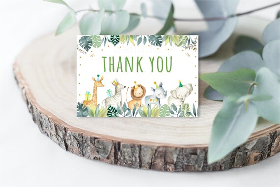 Safari Birthday Thank You Card, Wild One, Safari Animals, Boy Safari, Zoo Animals, Jungle Animals, Digital, Printable, Instant Download A518 Il_570xn