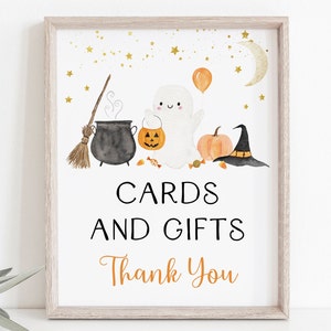 Ghost Cards & Gifts Halloween Sign Spooky One Halloween Birthday Boy Girl Pumpkin Moon Stars Halloween Party Digital Download A702