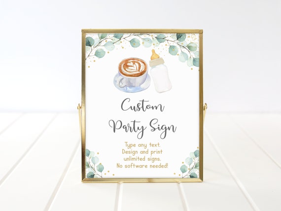 Editable Baby Is Brewing Sign Baby Is Brewing Shower Coffee Baby Shower Greenery Gold Coed Gender Neutral Digital Download A601 Il_570xn