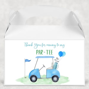 Editable Golf Birthday Favor Box Label, Gable Box Label, Hole in One Party, Boy Golf First Birthday Par-tee ,Digital Download A695