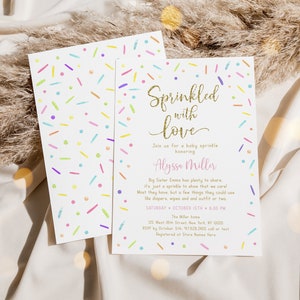 Editable Baby Sprinkle Invitation Sprinkled With Love Invite Rainbow ...