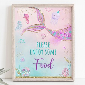 Mermaid Birthday Food Sign Mermaid Party Sign Little Mermaid Birthday Under The Sea Mermaid Party Pink Purple Teal Gold Download A711