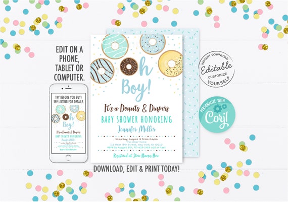 donuts and diapers invitation