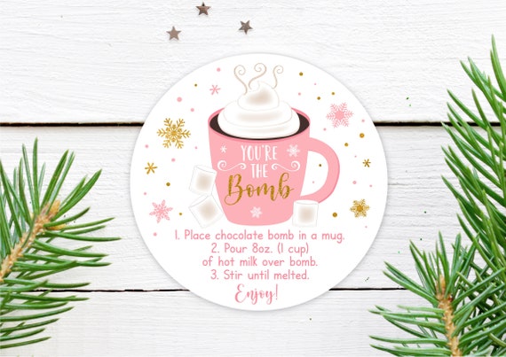 Editable Hot Chocolate Bomb Tags Hot Cocoa Bomb Instructions Favor Tags Cookies and Cocoa Christmas Winter You're The Bomb Printable A593 Il_570xn