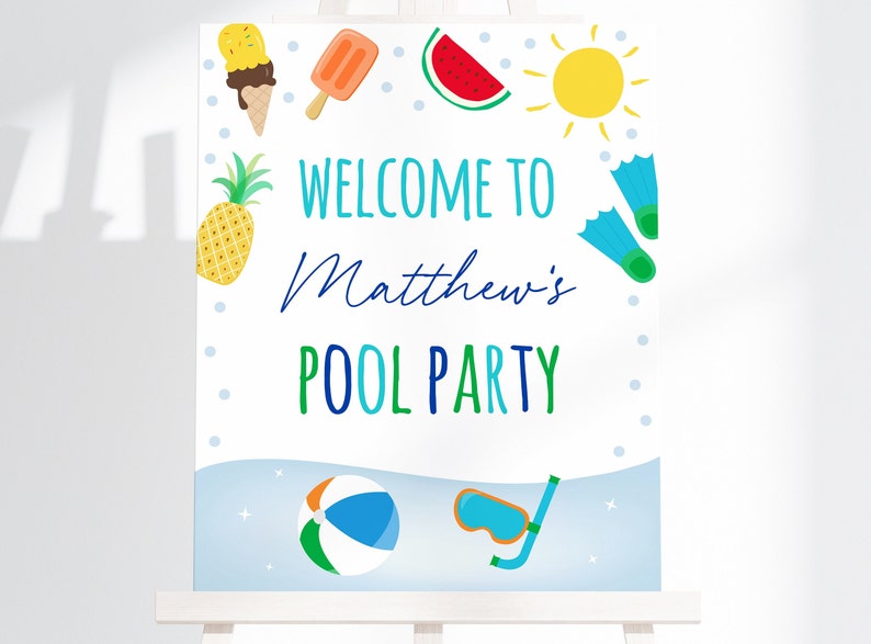 Editable Pool Party Welcome Sign Pool Party Birthday Boys Pool - Etsy