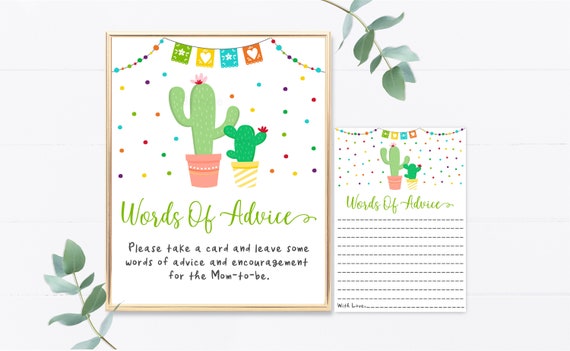 Fiesta Advice Cards Fiesta Baby Shower Mommy Advice Cards Cactus Succulent Coed Baby Shower Digital Printable Instant Download A504 Il_570xn