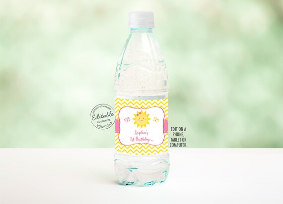EDITABLE Sunshine Water Bottle Labels Sunshine Birthday Sunshine Party You Are My Sunshine First Birthday Printable Instant Download A220 Il_570xn