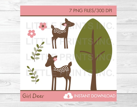 Pink Deer Clipart Woodland Deer Clipart Deer Baby Shower
