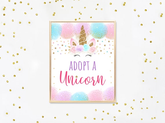 adopt a party unicorn birthday sign unicorn birthday party pink gold unicorn magical unicorn printable digital instant download a451 by little prints inc catch my party