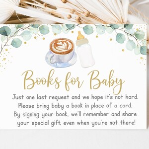 Baby Is Brewing Boekaanvraagkaarten Baby Is Brewing Babyshower Koffie Babyshower Groen Goud Studente Genderneutraal Digitale Download A601