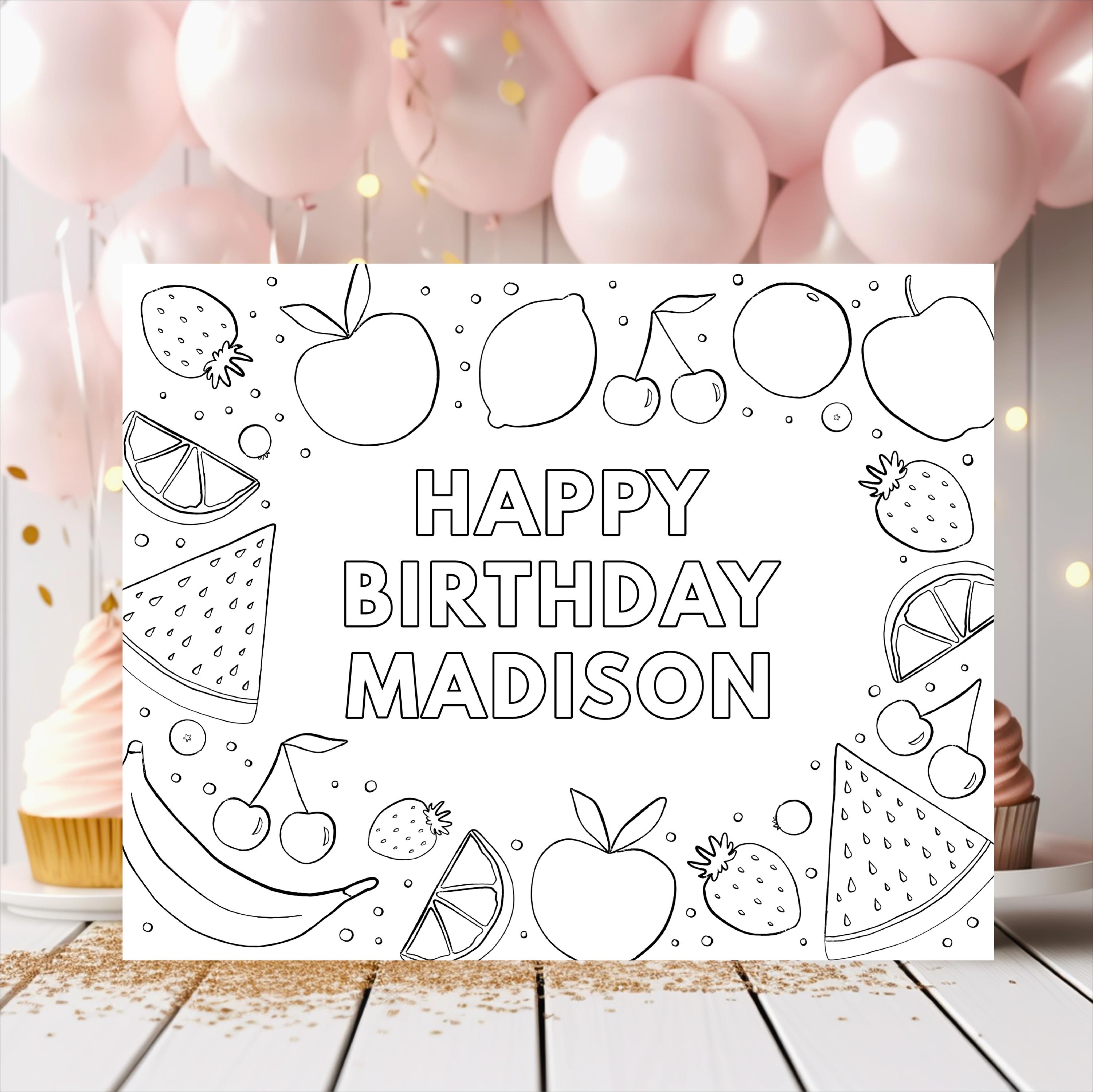 Editable Two-tti Frutti Birthday Coloring Page, Cutie Fruit Second Birthday Tropical Fruit Summer Birthday Girl Fruit Party Download A671