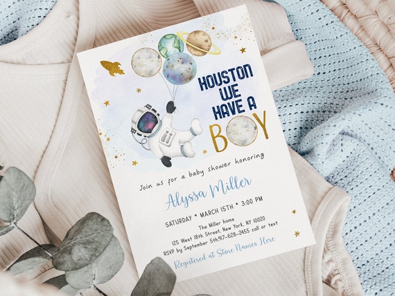 Outer Space Baby Shower Invitations Boy