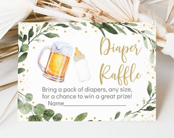 Baby Is Brewing Diaper Raffle Cards Baby Is Brewing Baby Shower Beer Baby Shower Greenery Gender Neutral Printable Instant Download A526