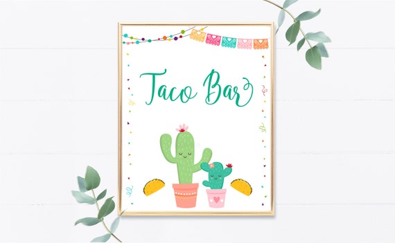 Fiesta Taco Bar Sign Fiesta Baby Shower Cactus Succulent Girl Baby Shower Coed Baby Shower Printable Digital Instant Download A504 Il_570xn