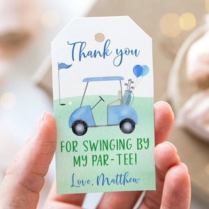 Editable Golf Birthday Thank You Tags Favor Tags Hole in One Birthday Golf First Birthday Par-tee Boy 1st Birthday Digital Download A695